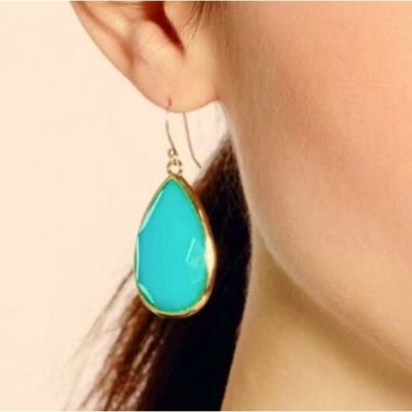 Kate Spade Day Tripper Teardrop Earrings Turquoise and Gold - Picture 2 of 3